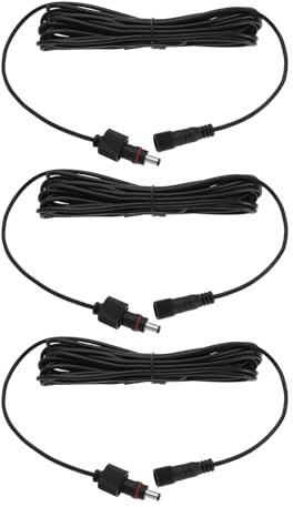 3 Pcs DC Male and Female Plug Extension Cable 5M Waterproof IP67 Extension Wire for Solar Spotlight 2-in-1, Solar Flood Light Outdoor Light CCTV IP Security Camera