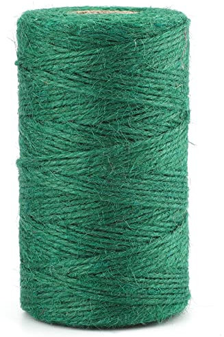 G2PLUS Green Jute String Twine 2MM, 100M Natural Garden Jute Rope, 3 Ply Art and Crafts Linen String for DIY Craft; Gardening Use