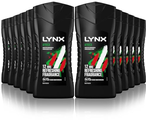 Lynx Africa 12-H Refreshing Fragrance Shower Gel Body Wash for Men, 225ml (12)