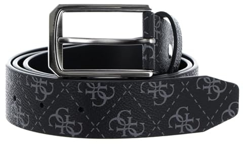 GUESS Leder Gürtel Vezzola Adjustable And Reventible Belt W95 Dark Black schwarz kürzbar