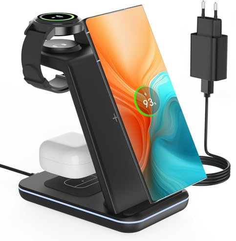 CIYOYO 3 in 1 Induktive Ladestation für Samsung, Kabelloses Ladegerät für Samsung, Wireless Charger für Galaxy S25/S24/S23/Z Flip/Fold, Induktionsladegerät für Galaxy Watch 7/6/ 5/Pro und Galaxy Buds