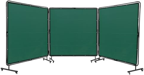 VEVOR 3-Panel-Schweißvorhang 1,8 x 1,8m Schweißschutzvorhang aus Flammhemmendem Vinyl Schweißschutzwand mit 6 Schwenkrädern und einem 6-stufigen UV-Schutz Schweißerdecke Schweißschutz Grün