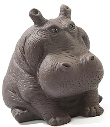 Luxuriöses Lila Nilpferd Ornament aus Ton Symbolisiert Wohlstand Und Glück für Teeliebhaber, Schreibtisch Dekoration