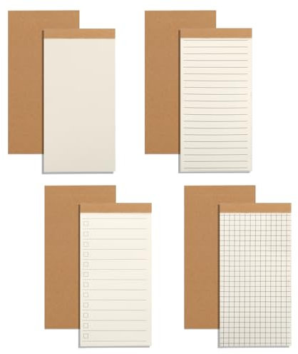 Simpolor Notizblöcke 4er Pack Memoblöcke, 14 x 7cm 50 Blatt Taschen-Notizblöcke Abreißbare Schreibblöcke für Schule Büro Meeting Einkaufen- Liniert/Blank/Raster/TODO