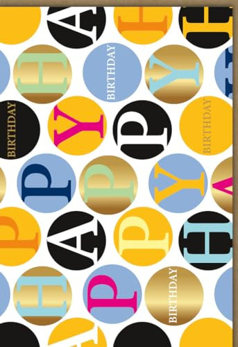 Geburtstagskarte - Midoro Stilvolle Happy Birthday Karte mit Bunten Kugeln & Goldakzenten, Elegantes Party-Design für Erwachsene und Jugendliche - mit Umschlag