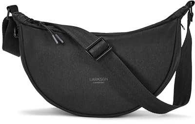 LARKSON Borsa a Tracolla Donna Nero - Solveig Small - Borsetta Mezzaluna - Borse a Spalla Piccola Elegante e Casual - Regolabile Marsupio alla Moda - Impermeabile