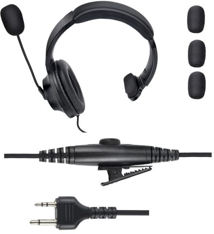 stdgove Over Ear 2 Pin Headset Boom Mic Headphone Noise Cancelling Earmuff Radio Earpiece for Midland gxt x-tra Xtra x Talker gmrs GTX 1000 1000g 1050 gxt1000vp4 t51r lxt600pa(Single Sided)