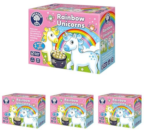 Orchard Toys Rainbow Unicorns Memory Matching Game For Learning Colours. First Board Game For 3+ Year Olds, Toddlers, Kids, Family Game. Perfect For Gifts, Party And Educational Toy (Pack of 4)