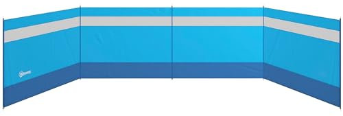 Outsunny Paravent de Camping Brise-Vent de Camping Portable Pliable avec Sac de Transport et poteaux en Acier dim. 725 x 140 cm Bleu