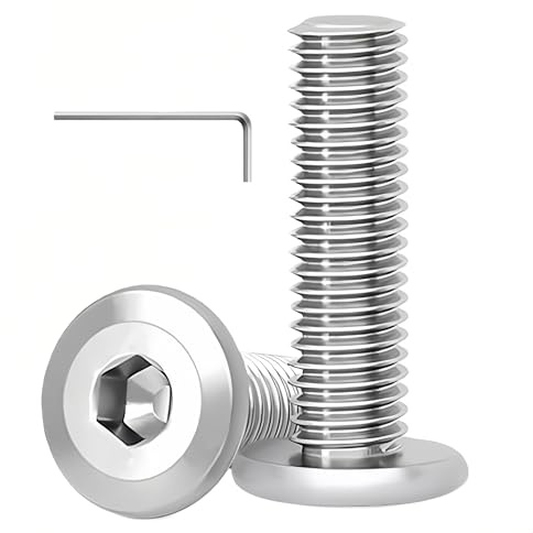 WZHUIDA 20 Stück M8 x 30 mm Schrauben, Edelstahl Innensechskant Flachkopfschrauben, Vollgewinde Möbelverbinderschrauben mit Schraubenschlüssel