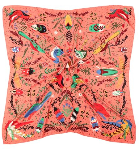 DRESHOW 90x90cm Große Quadratische Schals für Damen Seide Kopftuch Bandanas Haartuch Halstuch Haarschmuck