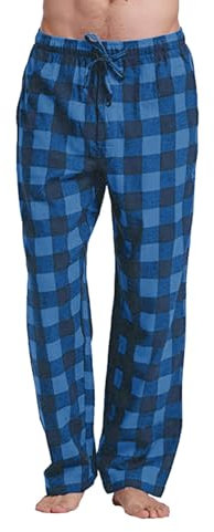 Pantalon De Pyjama à Carreaux pour Hommes Confortable en Flanelle 100% Coton avec Poches, Pantalon De Pyjama Long en Coton VêTements De Nuit Bas De Pyjama De Sommeil en Flanelle NoëL Chaud DéTente