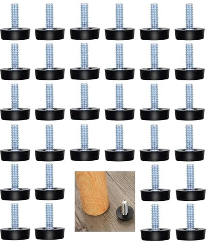 32 Stück,M8 Gewinde,Verstellbare Möbelfüße,25 mm Durchmesser Sockel Schwarz,Klein Stellfuß Möbelfuß,Stellfüße Möbelgleiter,Möbelfuß mit Schrauben,Möbel Nivellierfüße,Für Möbel Füße Stuhl Tisch