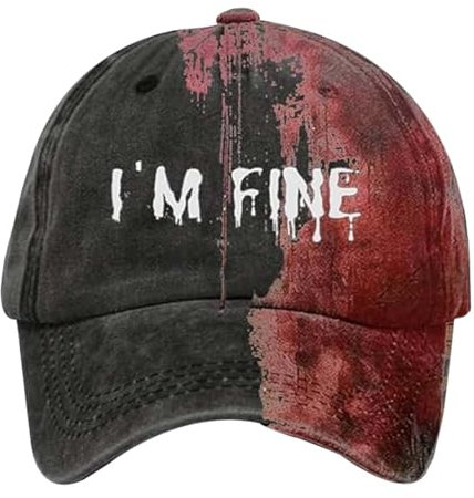 Blutige Kappe Im Fine Baseball Cap Halloween Unisex Vintage Kappe Herren Damen Verstellbar Bloody Basecap Lustiger Hut Zombie Kostüm,Einheitsgröße