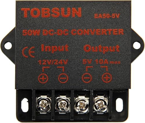 Convertidor de CC 12V/24V a 5V 10A, regulador de voltaje reductor, transformador de fuente de alimentación Buck para automoción y electrónica (CC 12V/24V a 5V 10A)
