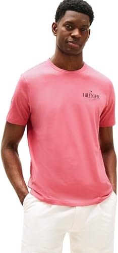 Tommy Hilfiger Herren T-Shirt Kurzarm Stack Tee Regular Fit, Rosa (Vintage Rosy), M