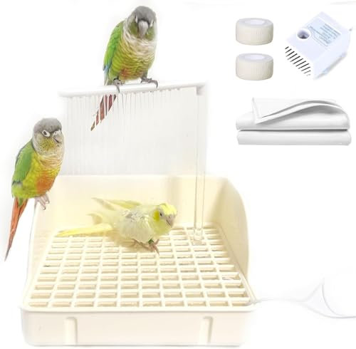 Automatic Parakeet Bird Bath with Pump, Large Bird Shower Fountain Indoor Bathtub with Running Water, Parrot Bath Tub Faucet for Pet Birds, African Grey, Cockatiel, Conure, Budgie, Lovebird (White)