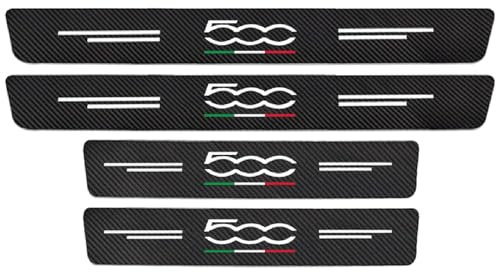KLHYWEN Fibra di Carbonio Battitacco per Auto Sticker, per Fi-at 500, 4 Pezzi Battitacco Protezione Plates Anti-Graffio Scuff Adesivi Decorativi Accessori,White