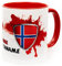 Norwegen Tasse mit Namen personalisiert Norge Norway Wappen norwegische norsk koppe Flagge Fahnen Fanartikel Produkte 2025 Getränke Becher Geschenk Mann Frau Geburtstag Fussball Produkt Keramik 330 ml