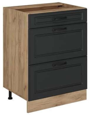 Vicco Küchenunterschrank R-Line, Beton, 60 cm mit Schubladen, ohne Arbeitsplatte