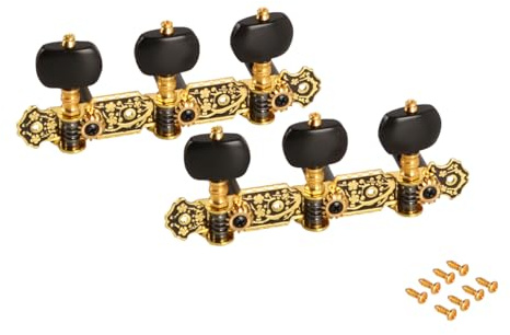 Laroal Mécaniques de Guitare 3+3, Jeu de clés d'accordage, Chevilles de Machine, mécaniques de Guitare Classique, clés d'accordage, accordeur pour Guitare Classique, Bouton Noir