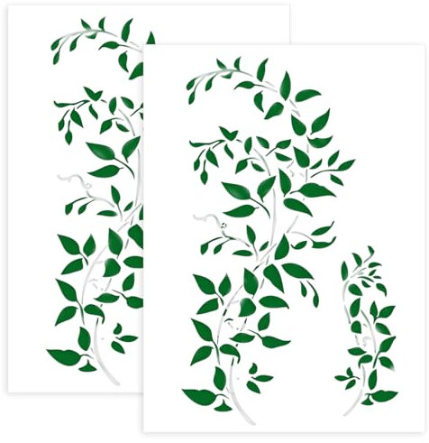 DOPENSPI Lot de 2 grands pochoirs à peindre - 30 x 21 cm - Format A4 - Réutilisables - En plastique - Motif lierre - Pour meubles, toile, décoration de la maison