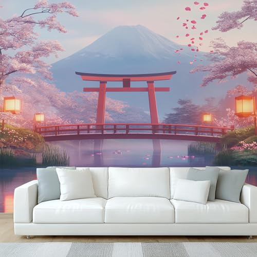 Générique Papier Peint Panoramique Japonais, Papier Peint Japon Oriental Asiatique Mont Fuji, Fresque Murale, Decoration Chambre Salon, 350 x 256 cm
