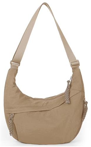 GSenhui Mezzaluna Borsa da donna – Mezza Luna Nylon Dumpling Sling Crossbody con tasche multiple per viaggi – Borsa a tracolla laterale Hobo, cachi, Large