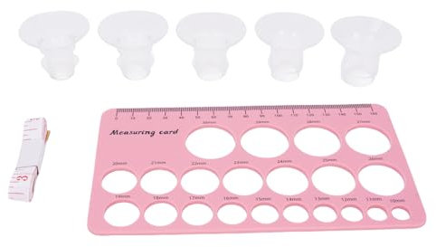 Nipple Ruler Flange Insert Kit, Soft Silicone Flange Size Measure Tool, Nipple Ruler Kit Set 13 15 17 19 21mm, for Moms, Includes 1.5m Tape
