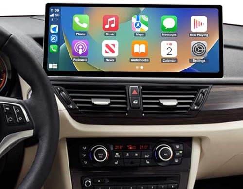Ninetom Autoradio 12,3-Zoll-Touchscreen mit kabellosem Carplay und Android Auto für 2009-2015 BMW X1-Serie E84 mit CIC-System, unterstützt Mirrorlink, Kamera, Navigation