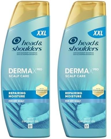 Head & Shoulders DermaXPro Pflegende Feuchtigkeit Anti-Schuppen-Shampoo 500 ml mit Kokosöl und Ceramide-Komplex, 72H Feuchtigkeit für Trockene Kopfhaut (Packung mit 2)