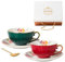 DOSERTY Juego de tazas de té de porcelana china con diseño de flores vintage, juego de taza y platillo de cerámica con patrón de flores para oficina y cafetería, accesorios de té de la tarde