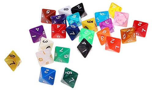D8 - Dadi poliedrici TRPG a 8 lati, in acrilico, per gioco, 25 pezzi