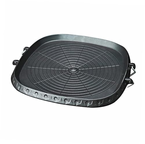 TOGEVAL Non-Stick Outdoor Square BBQ Plate Baking Dish Grilling Pan for Portable Gas Stove with Oil Drip Separator Easy Clean Heat Resistant Barbecue Tray