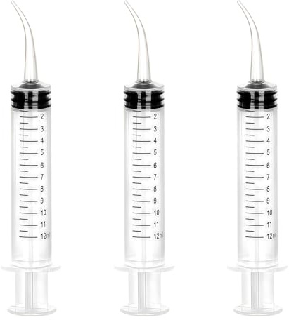 3 Seringues Dentaires 12ml avec Embout Courbé, Seringue Alimentaire pour Soins Buccaux, Nourriture Animaux, Préparation des aliments et Usage Industriel