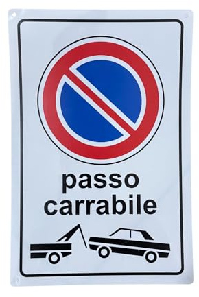 Topolenashop Cartello Passo Carrabile Divieto di Sosta 20x30cm | Targa in Vinile Rigido Impermeabile – Resistente per Cancelli, Rampe e Accessi Privati Facile da Installare 7886297