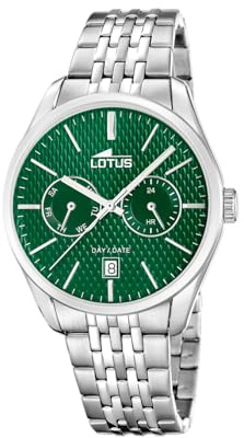 Lotus Herrenuhr Analog aus Edelstahl 316L Silberfarben- | Multifunktion, Kalender, Klassisch und Elegant, Widerstandsfähiges Mineralglas 5 ATM, Quarzwerk 19072/3
