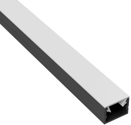 Slim-Line LED-Aluprofil U-Profil 2,7m Schwarz Abdeckung Opal