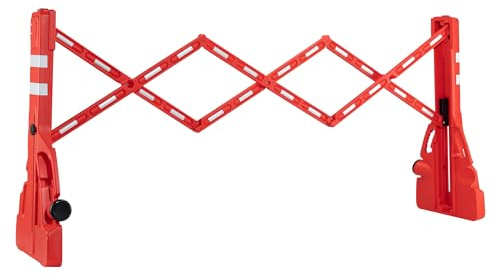 Wiltec ausziehbares Absperrgitter 200 cm aus Kunststoff, Scherengitter mit Reflektorband, Baustellenabsperrung befüllbar und faltbar, Absperrung für Verkehr