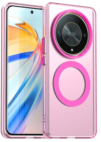 Techsuit für Honor Magic6 Lite Hülle mit Soft Touch, Magnetring Kompatibel, Stoßfest, Verstärkte Ecken, Kameraschutz, Erhöhte Kanten, CandyCase Magnetic, Soft TPU, Rosa