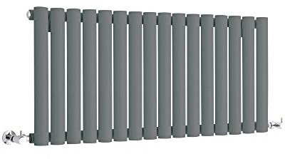 Milano Aruba Anthracite Horizontal Single Oval Panel Radiator - 400mm x 1000mm