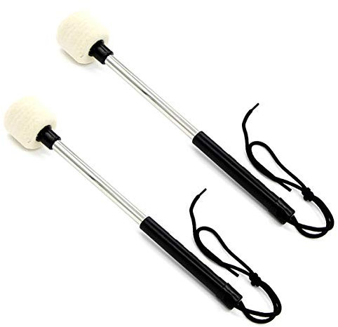 Gizhome 2 Stück Bass Drum Mallet mit Wollfilzkopf Instrument Percussion Zubehör für Marching Band Bass Drum Beige Weiß