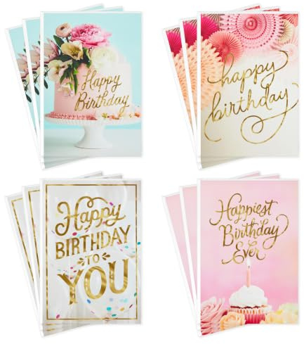 Hallmark Geburtstagskarten Sortiment Luftballons Kuchen Blumen (12 Karten mit Umschlägen)