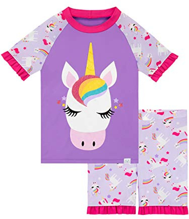 Harry Bear Girls Glitter Unicorn Swim Set Two Piece Kids Swimming Costume