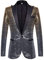 PYJTRL Herren Anzugjacke mit Pailletten (XL, Gold Silver)