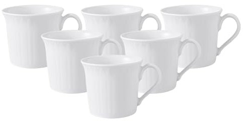 Villeroy & Boch Cellini Mokka- und Espressotasse, Kleine Tasse 100 ml, Klassisches Weiß mit antikem Relief, Premium Porzellan, 6er Set