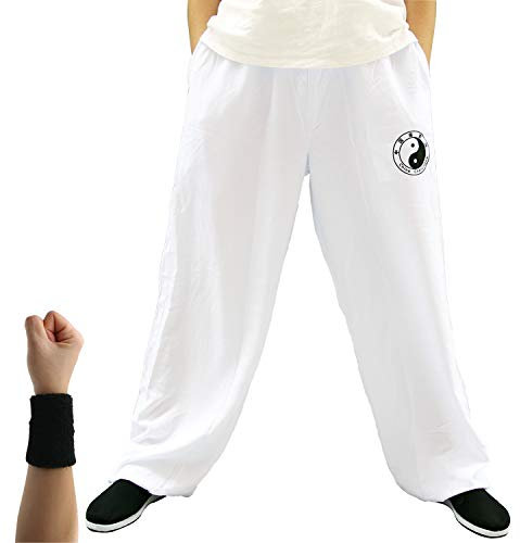 Dee Plus Tai Chi - Pantaloni da Allenamento da Uomo e da Donna, Kung Fu Uniforme, per Arti Marziali, Qigong Wing Chun Shaolin, Gamba Larga per Il Tuo Esercizio di Tai Chi - 2 Tasche
