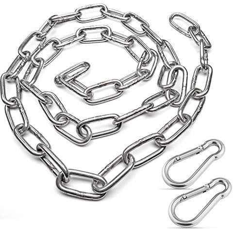 1 Meter Stainless Steel Hanging Chair Chain with Two Carabiners,Hanging Kits Hammock Chair Punching Bags Pilates Heavy Duty Indoor Outdoor Hardware Accessories