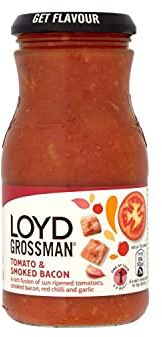 Loyd Grossman Lot de 6 pots de sauce pour tomates et bacon fumé 350 g