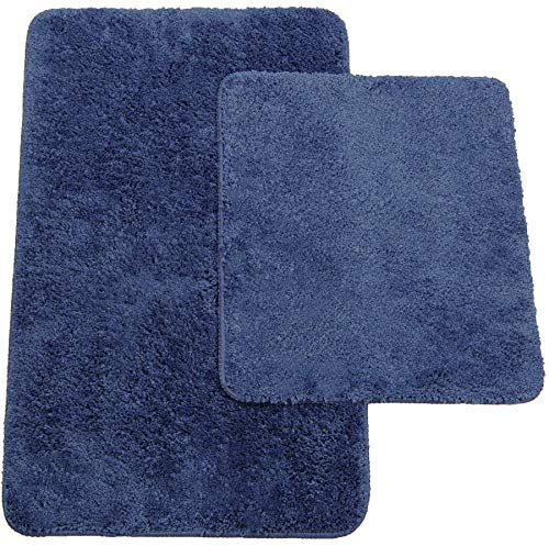Brandsseller Badematten 2er-Set bestehen aus Badvorleger: ca. 50/80cm und WC-Vorleger ca. 45/50cm - Farbe: Blau